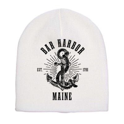 Bar Harbor Est. 1796 Maine Anchor Vintage Nautical Gift Short Acrylic Beanie
