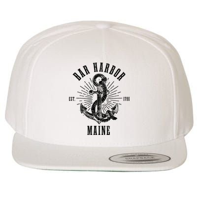 Bar Harbor Est. 1796 Maine Anchor Vintage Nautical Gift Wool Snapback Cap