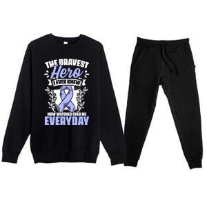 Bravest Hero Esophagus Cancer Esophageal Cancer Awareness Cute Gift Premium Crewneck Sweatsuit Set