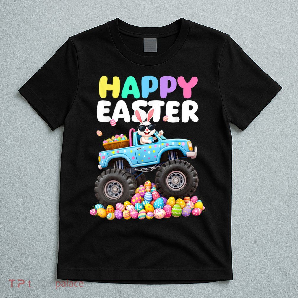 Boy.s Happy Easter Monster Truck Easter Eggs  T-Shirt