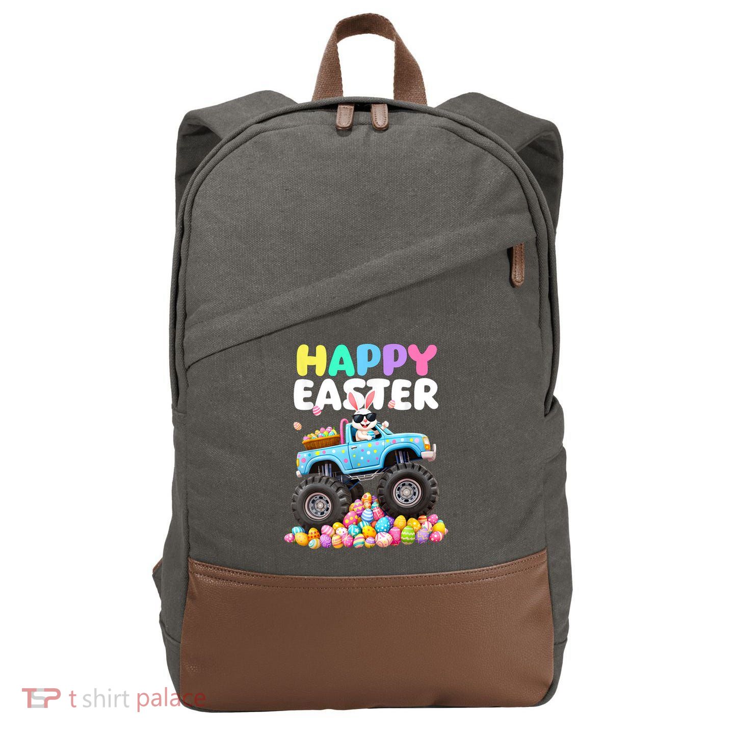 Boy.s Happy Easter Monster Truck Easter Eggs  Cotton Canvas Backpack