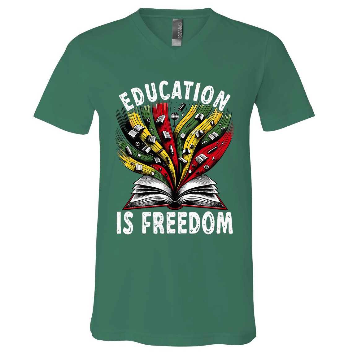Black History Education Is Freedom Books Black History V-Neck T-Shirt