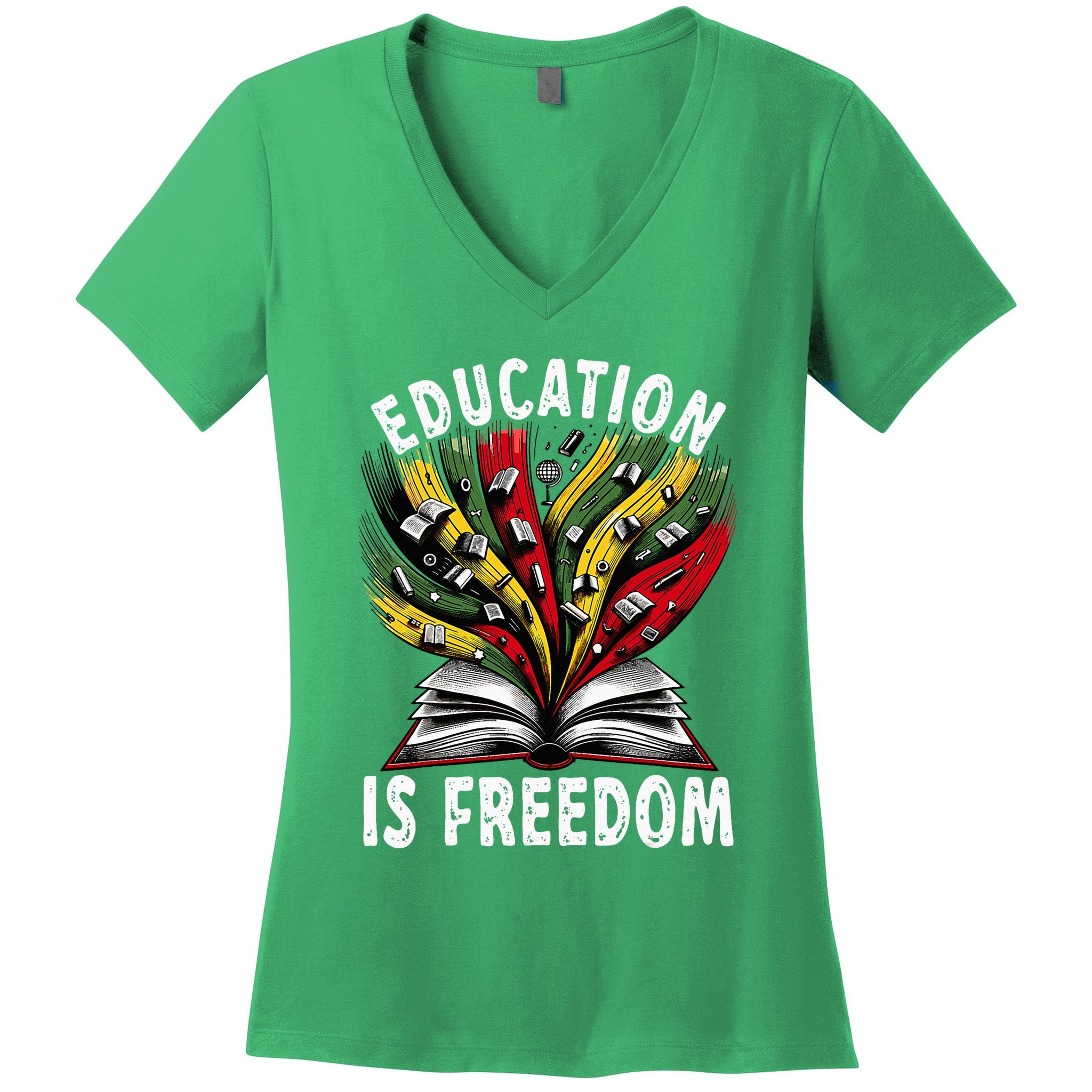Black History Education Is Freedom Books Black History Women's V-Neck T-Shirt