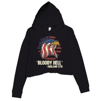 Bloody Hell England July 4th 1776 Crop Fleece Hoodie