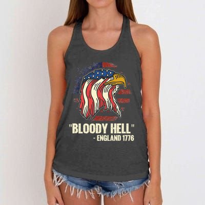 Bloody Hell England July 4th 1776 Women's Knotted Racerback Tank