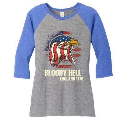 Bloody Hell England July 4th 1776 Women's Tri-Blend 3/4-Sleeve Raglan Shirt