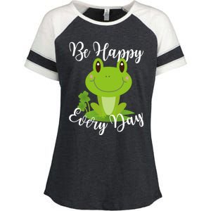 Be Happy Every Day Cute Frog Graphic Motivational Quote Gift Enza Ladies Jersey Colorblock Tee