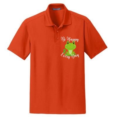 Be Happy Every Day Cute Frog Graphic Motivational Quote Gift Dry Zone Grid Polo