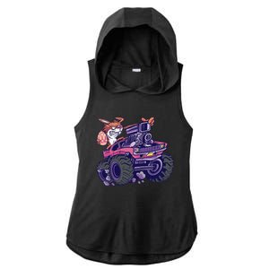  Bunny Happy Easter Monster Truck Lovers Ladies PosiCharge Tri-Blend Wicking Draft Hoodie Tank