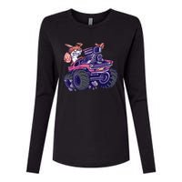  Bunny Happy Easter Monster Truck Lovers Womens Cotton Relaxed Long Sleeve T-Shirt