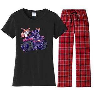  Bunny Happy Easter Monster Truck Lovers Women's Flannel Pajama Set