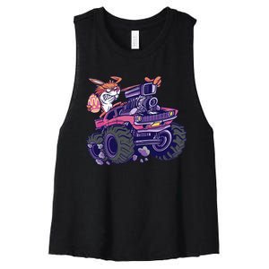  Bunny Happy Easter Monster Truck Lovers Women's Racerback Cropped Tank