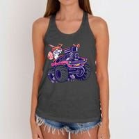  Bunny Happy Easter Monster Truck Lovers Women's Knotted Racerback Tank