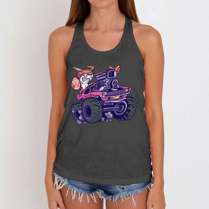  Bunny Happy Easter Monster Truck Lovers Women's Knotted Racerback Tank