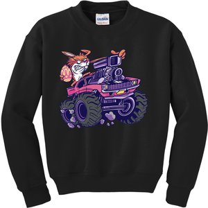  Bunny Happy Easter Monster Truck Lovers Kids Sweatshirt