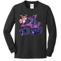  Bunny Happy Easter Monster Truck Lovers Kids Long Sleeve Shirt