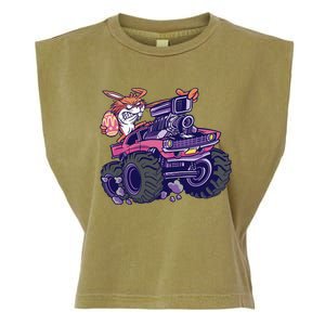  Bunny Happy Easter Monster Truck Lovers Garment-Dyed Women's Muscle Tee