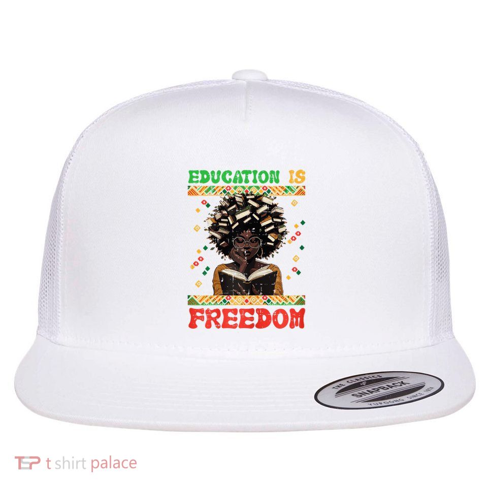 Black History Education Freedom Afro Teacher Female Flatbill Hat
