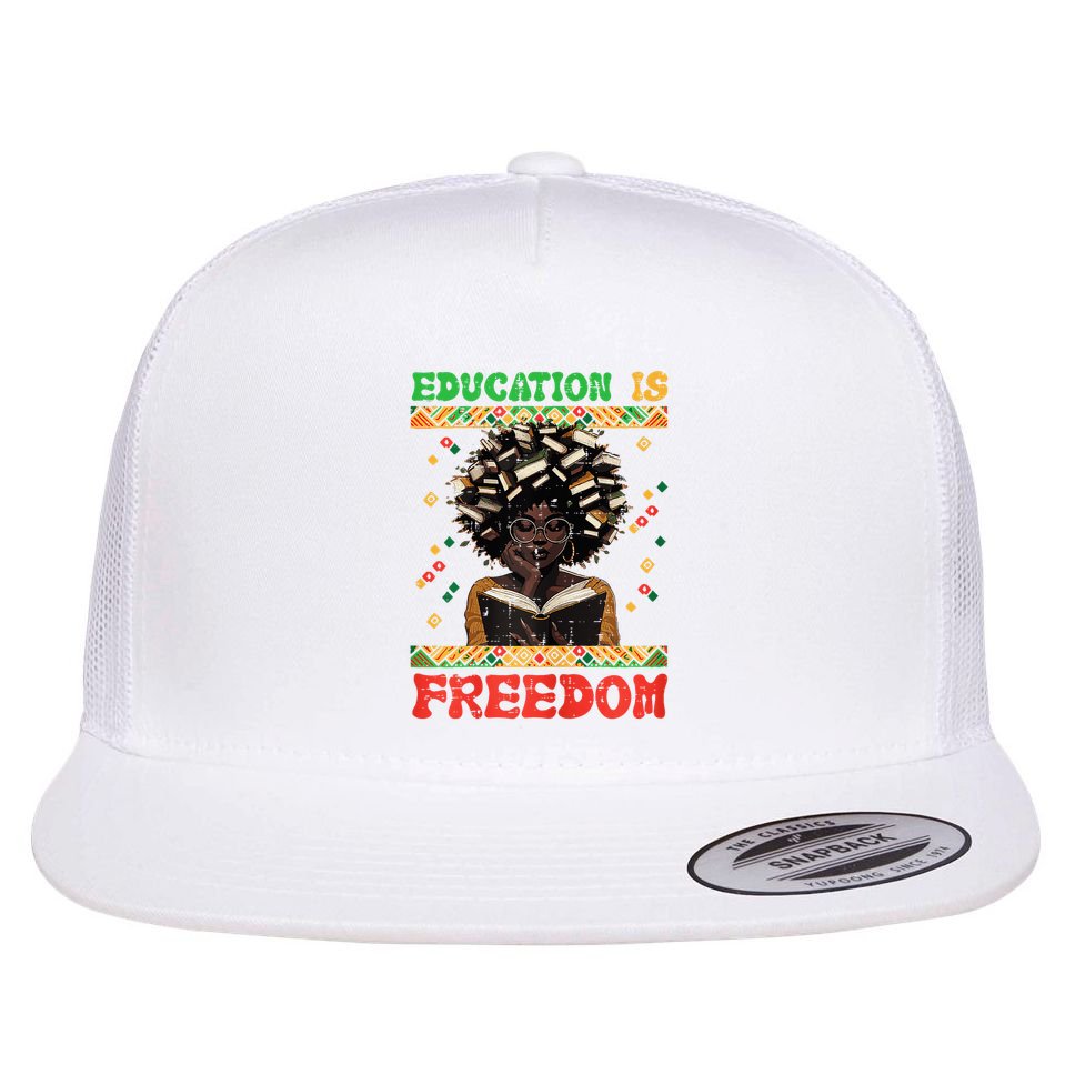 Black History Education Freedom Afro Teacher Female Flat Bill Trucker Hat