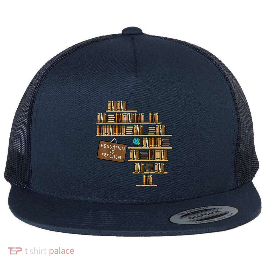 Black History Education Is Freedom Teacher Flat Bill Trucker Hat