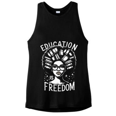 Black History Education Is Freedom Books Ladies PosiCharge Tri-Blend Wicking Tank