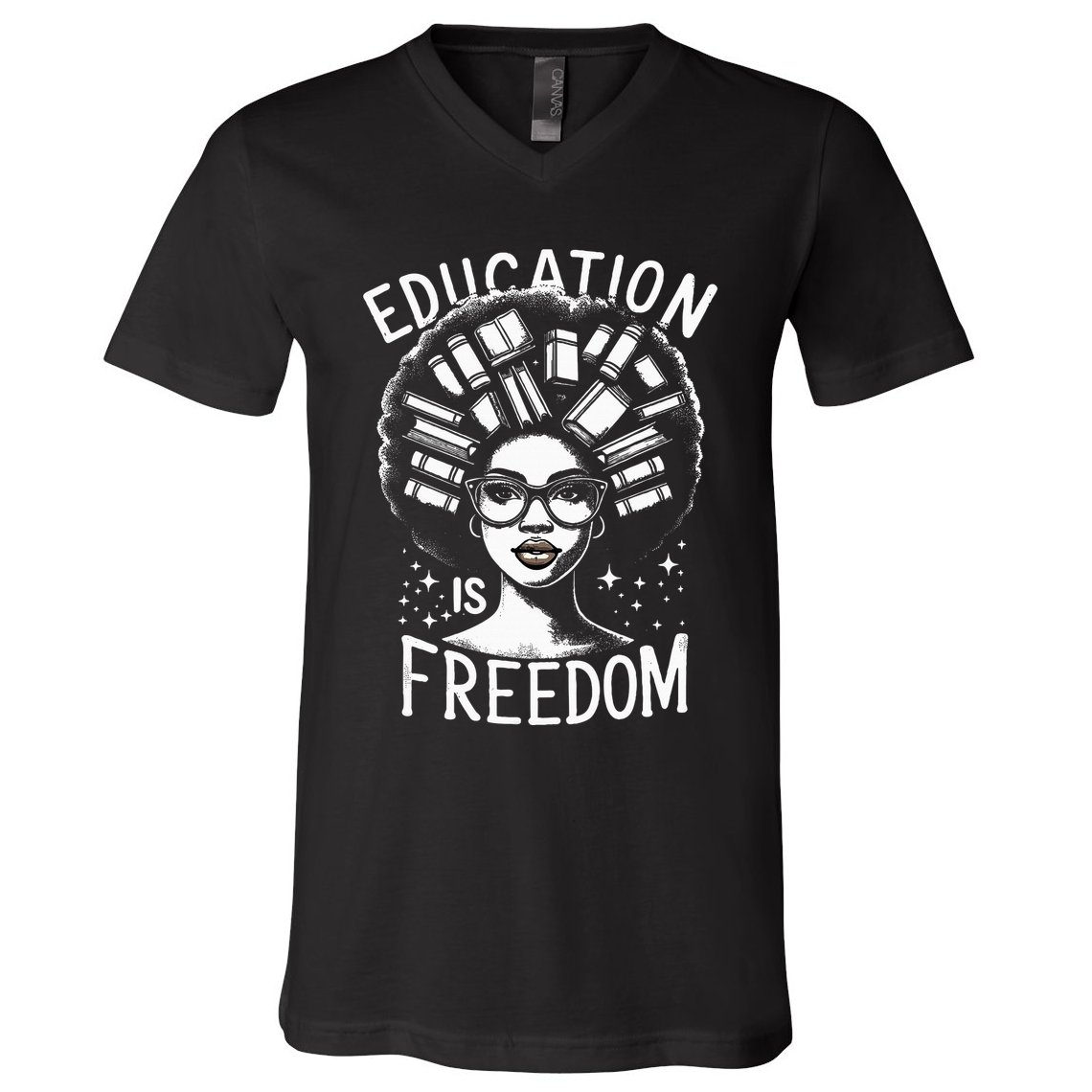 Black History Education Is Freedom Books V-Neck T-Shirt