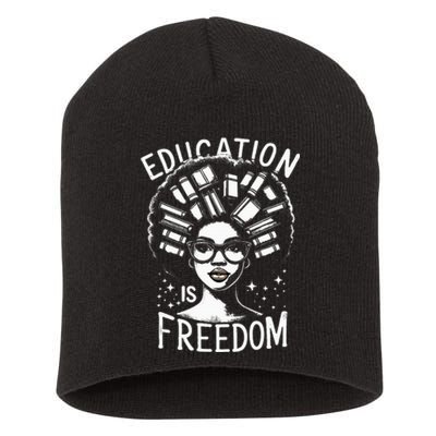 Black History Education Is Freedom Books Short Acrylic Beanie