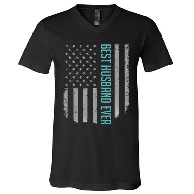 Best Husband Ever American Flag Gifts For Father's day V-Neck T-Shirt