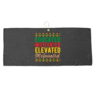 Black History Educated Motivated Elevated Melanated Large Microfiber Waffle Golf Towel