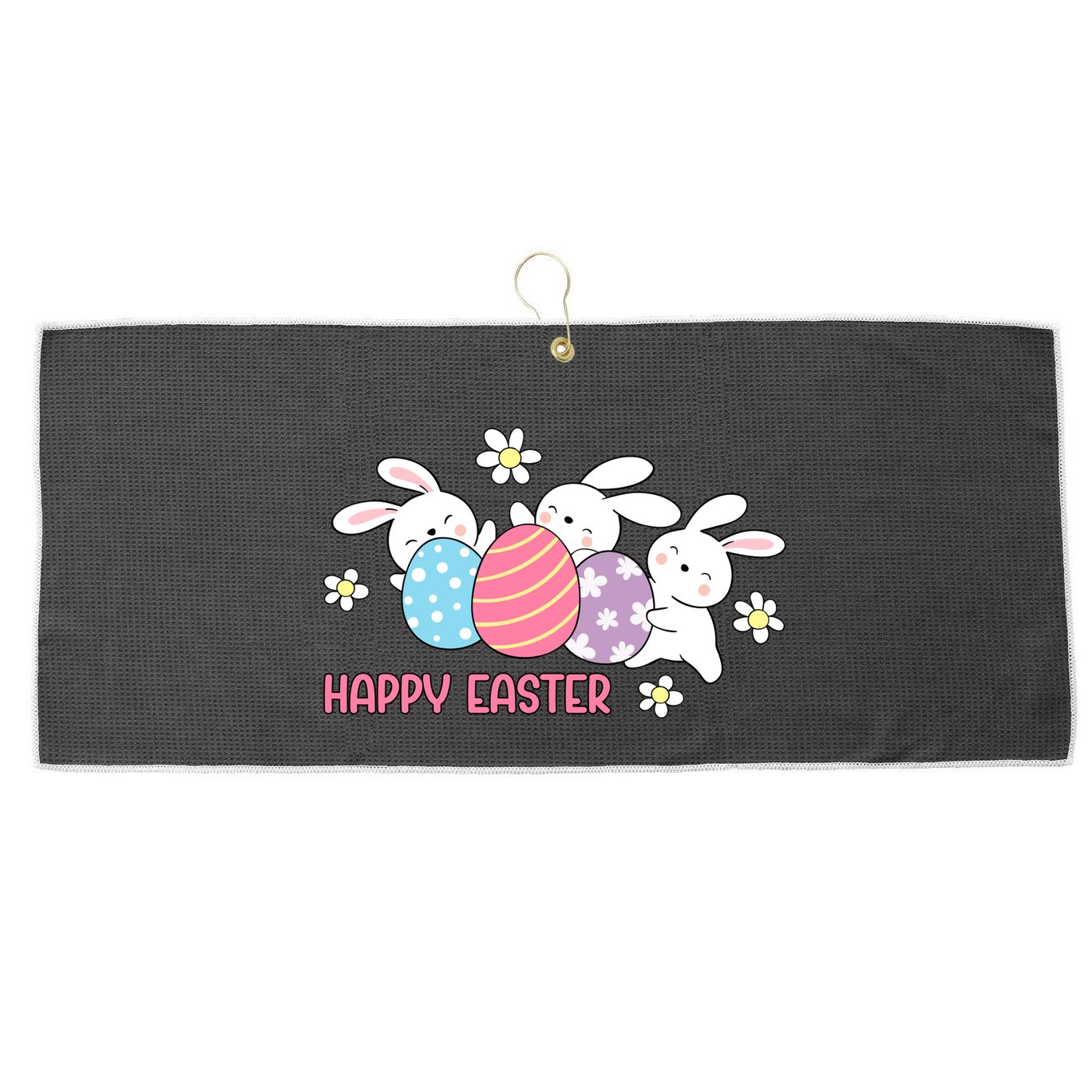 Bunnies Happy Easter Large Microfiber Waffle Golf Towel