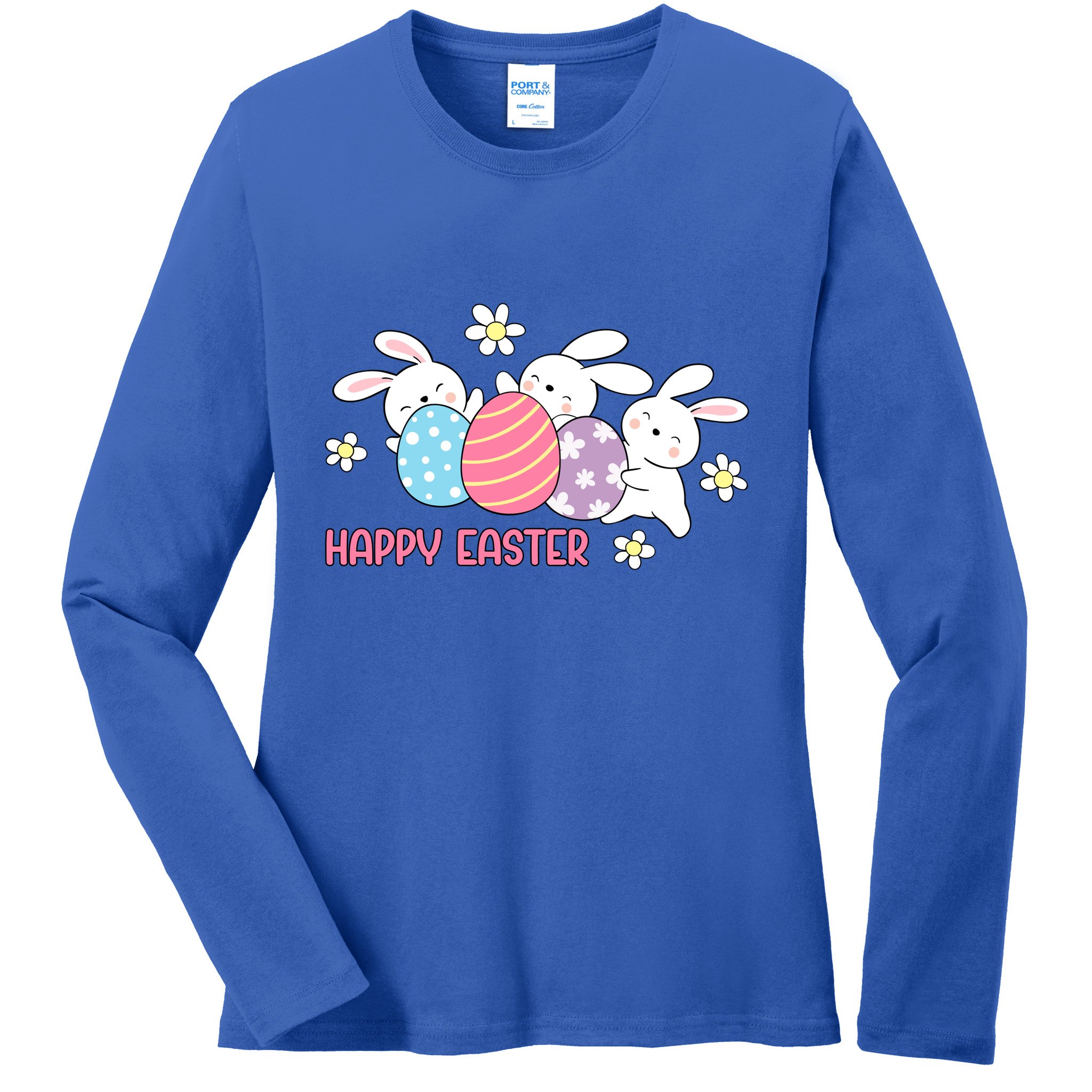 Bunnies Happy Easter Ladies Long Sleeve Shirt