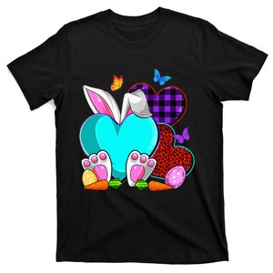 Bunny Heart Easter Leopard Plaid Buffalo Rabbit Easter Day T-Shirt