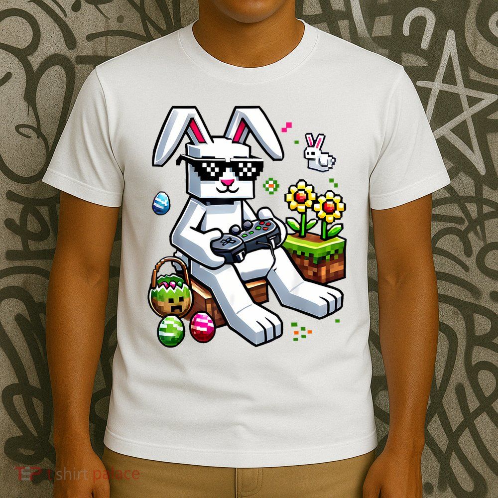 Boy Happy Easter Day Bunny Egg Video Game  Gamer T-Shirt