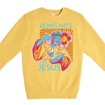 Bong Hits For Jesus Funny THC Stoner Gift Premium Crewneck Sweatshirt