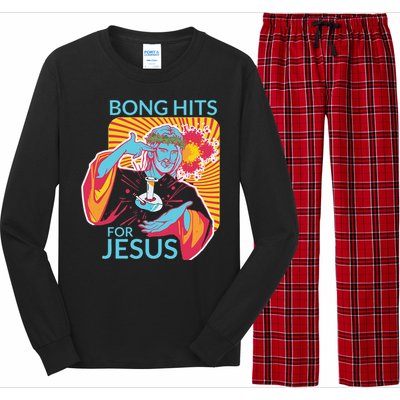 Bong Hits For Jesus Funny THC Stoner Gift Long Sleeve Pajama Set