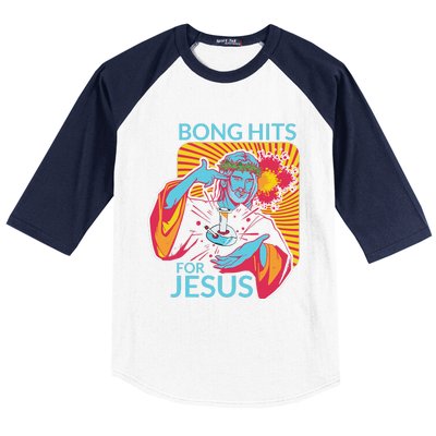 Bong Hits For Jesus Funny THC Stoner Gift Baseball Sleeve Shirt