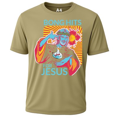 Bong Hits For Jesus Funny THC Stoner Gift Cooling Performance Crew T-Shirt