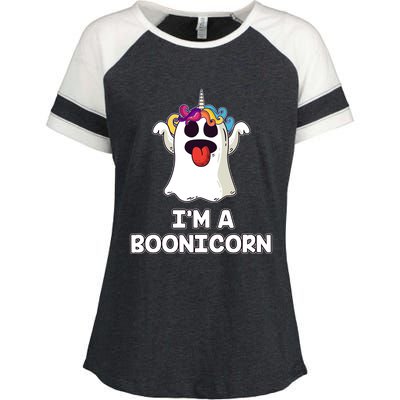 Boonicorn Halloween Funny Gift Funny Unicorn Boo Ghost Great Gift Enza Ladies Jersey Colorblock Tee