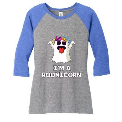 Boonicorn Halloween Funny Gift Funny Unicorn Boo Ghost Great Gift Women's Tri-Blend 3/4-Sleeve Raglan Shirt