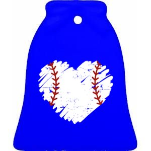 Baseball Heart Funny Gift Ceramic Bell Ornament