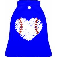 Baseball Heart Funny Gift Ceramic Bell Ornament