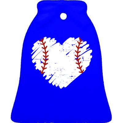 Baseball Heart Funny Gift Ceramic Bell Ornament