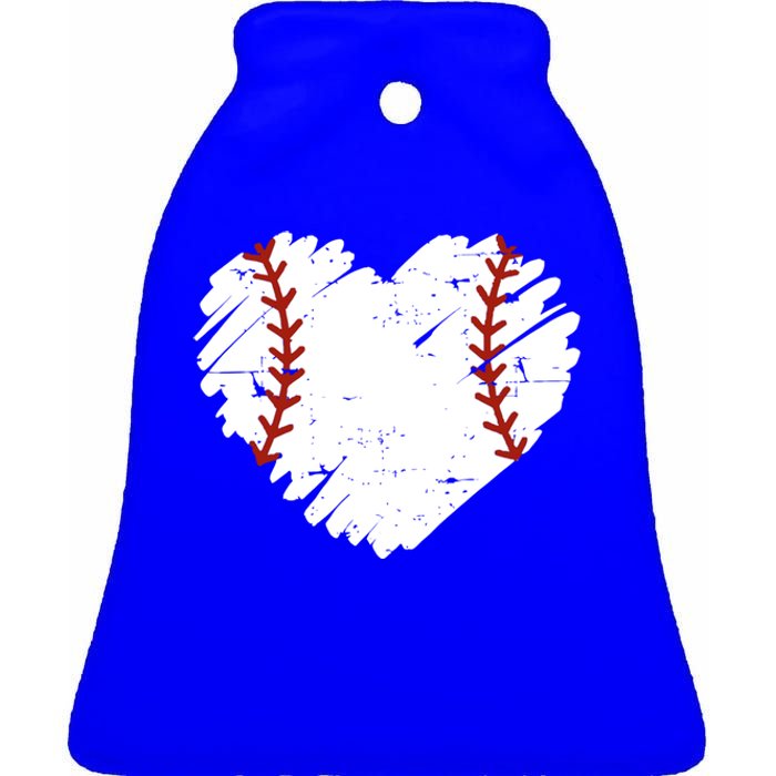 Baseball Heart Funny Gift Ceramic Bell Ornament