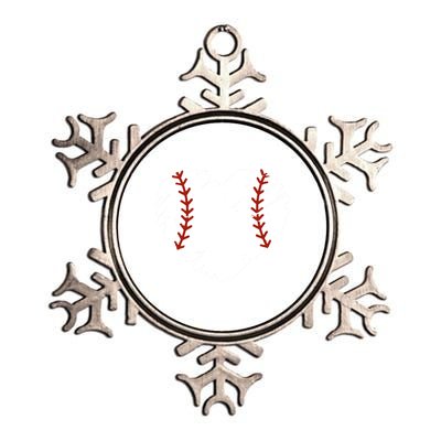 Baseball Heart Funny Gift Metallic Star Ornament