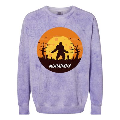 Bigfoot Halloween Funny Trick Or Treat Sasquatch Costume Colorblast Crewneck Sweatshirt