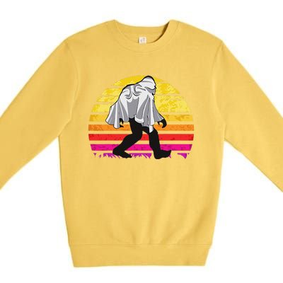 Bigfoot Halloween Funny Vintage Sun Retro Ghost Gift Premium Crewneck Sweatshirt