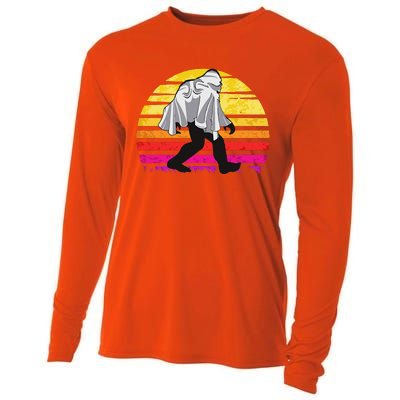 Bigfoot Halloween Funny Vintage Sun Retro Ghost Gift Cooling Performance Long Sleeve Crew