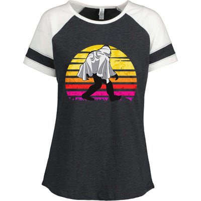 Bigfoot Halloween Funny Vintage Sun Retro Ghost Gift Enza Ladies Jersey Colorblock Tee