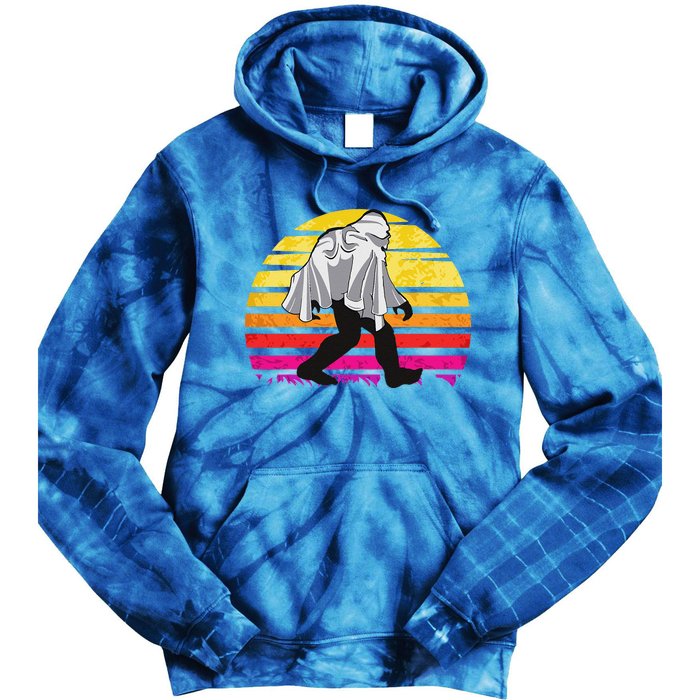 Bigfoot Halloween Funny Vintage Sun Retro Ghost Gift Tie Dye Hoodie