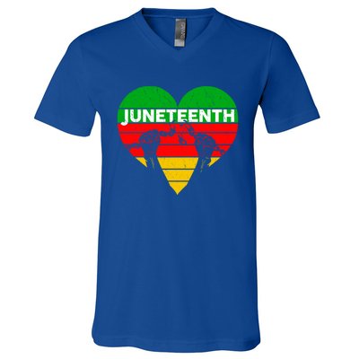 Black History Freedom Juneteenth African American Melanin Gift V-Neck T-Shirt